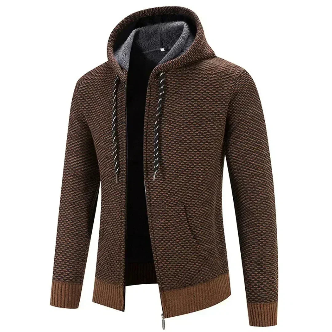 Jinno | Herren-Kapuzenjacke mit Reißverschluss und Futter für den Winter