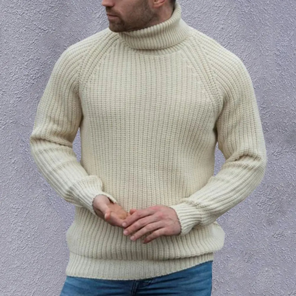 Beiger Herrenpullover mit Rollkragen