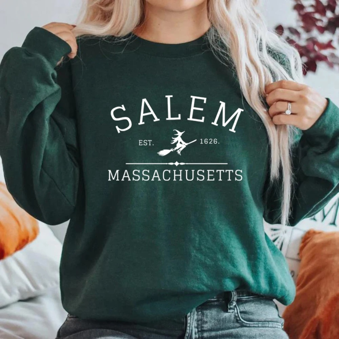 Komfortabler Grafik-Sweatshirt für Damen mit Salem-Druck