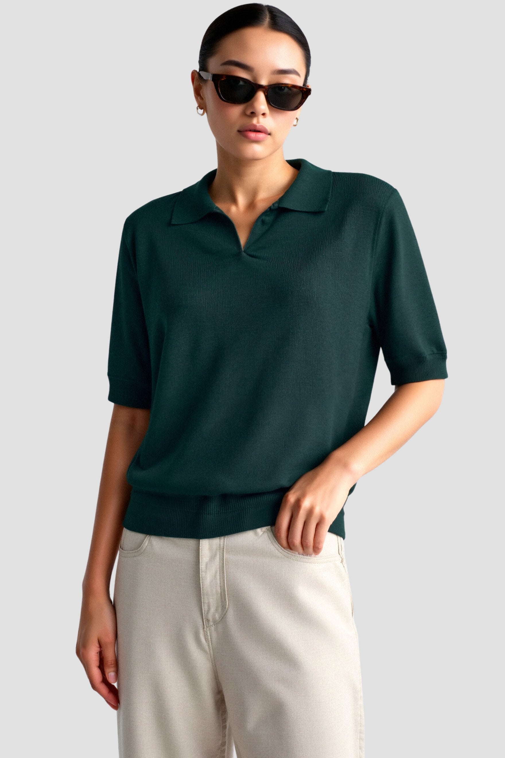Krohn-e | Bequeme Damen Polo mit Kurzen Ärmeln