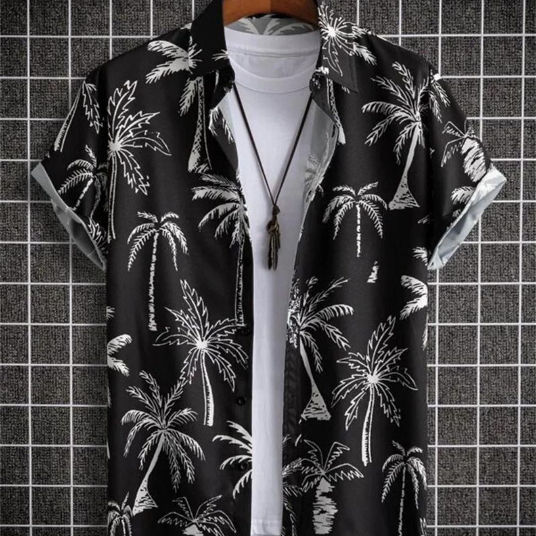 Fudus: Casual Hemd mit tropischem Palmenprint