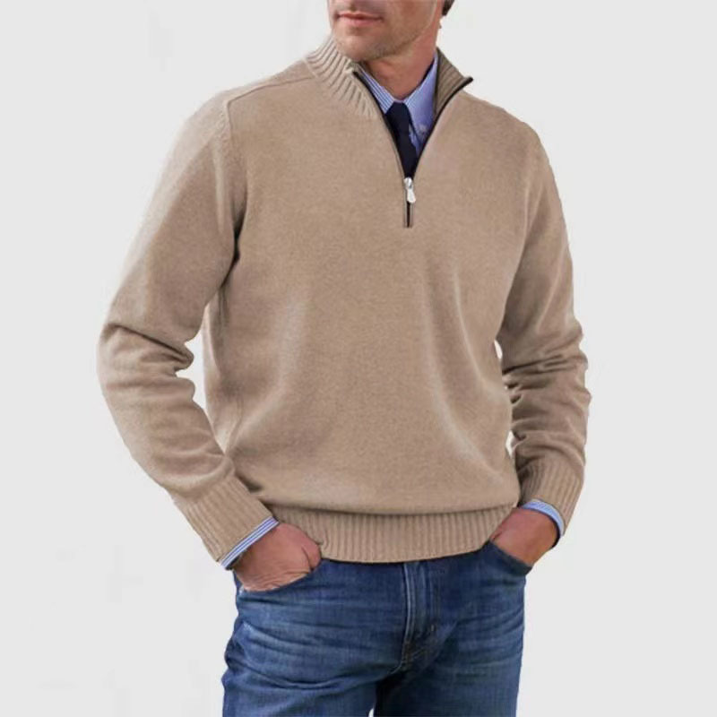 Krohn-e | Herrenpullover Mit Halbem Reißverschluss
