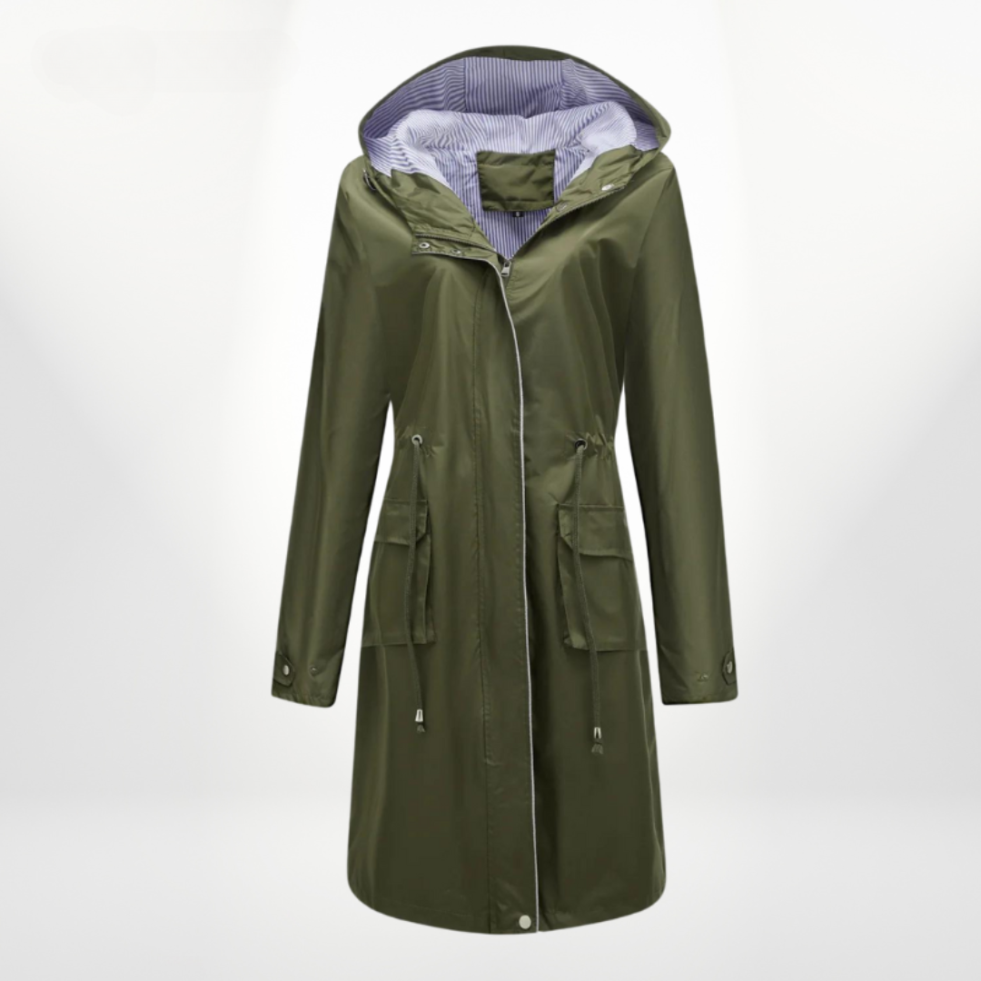 Krohn-e | Damen Trenchcoat mit Kapuze Wasserdicht
