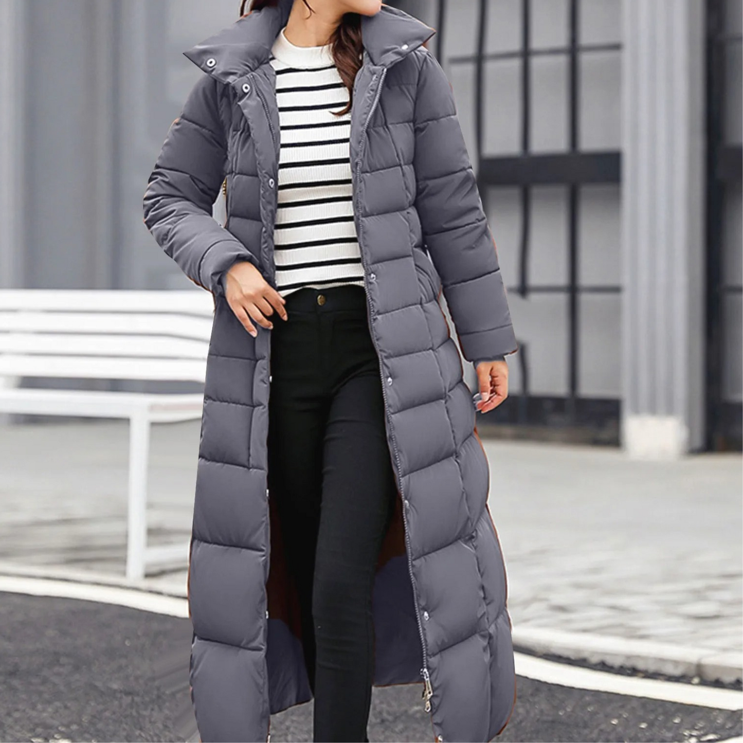Krohn-e | Elegante Pufferjacke mit Umlegekragen und Knopf für Damen