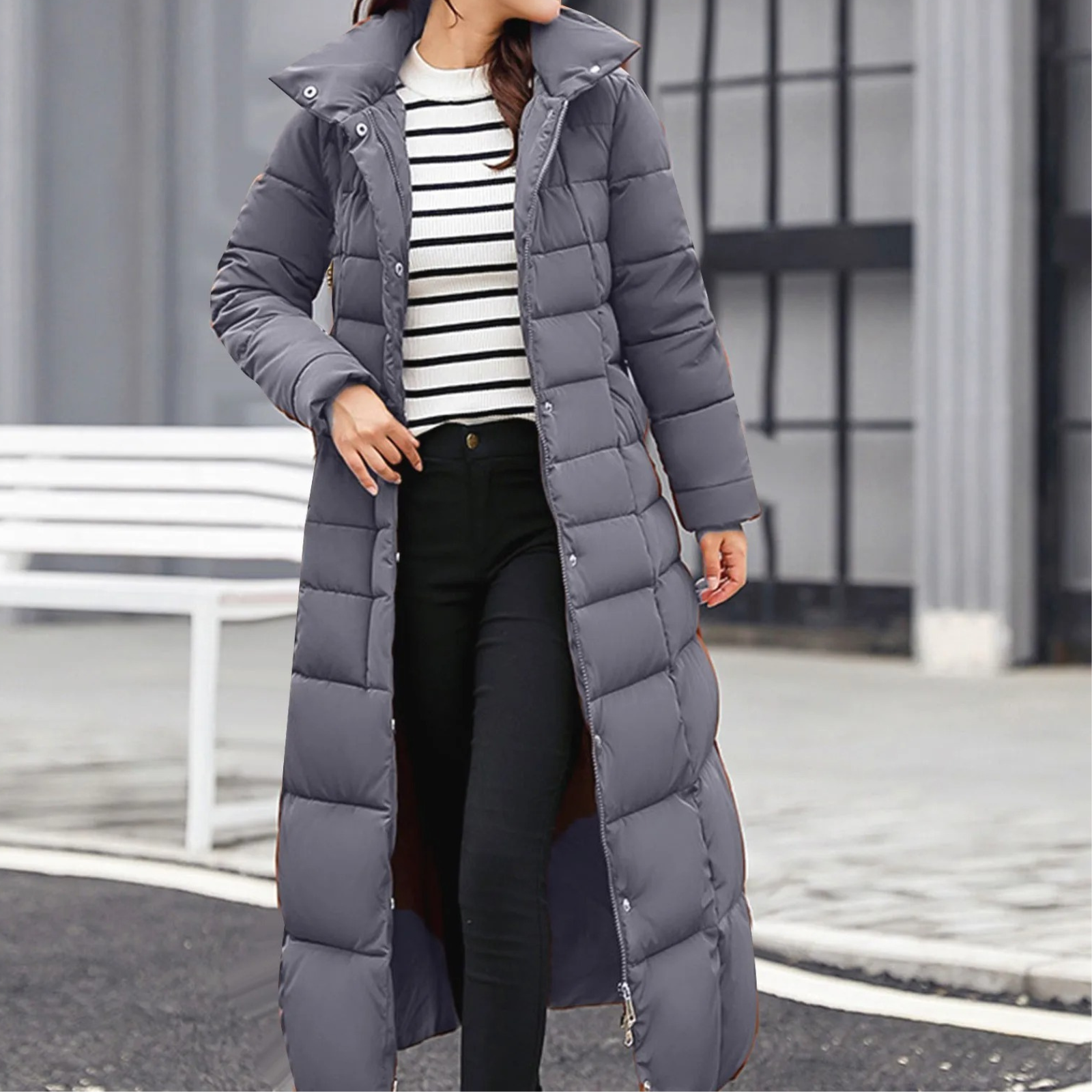 Krohn-e | Elegante Pufferjacke mit Umlegekragen und Knopf für Damen