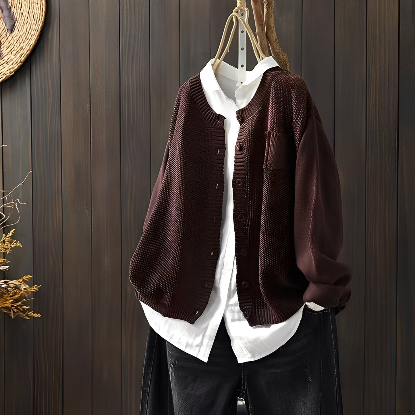 Krohn-e | Klassische, locker sitzende Strickjacke für Frauen