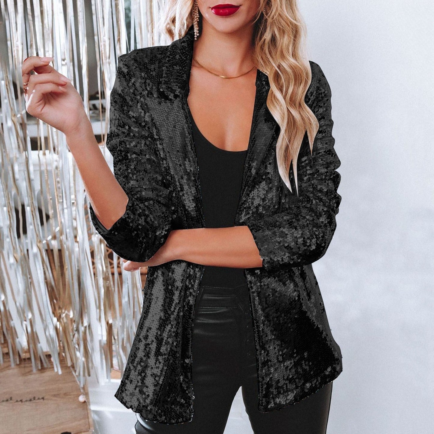Krohn-e | Glänzender Pailletten-Blazer für Frauen