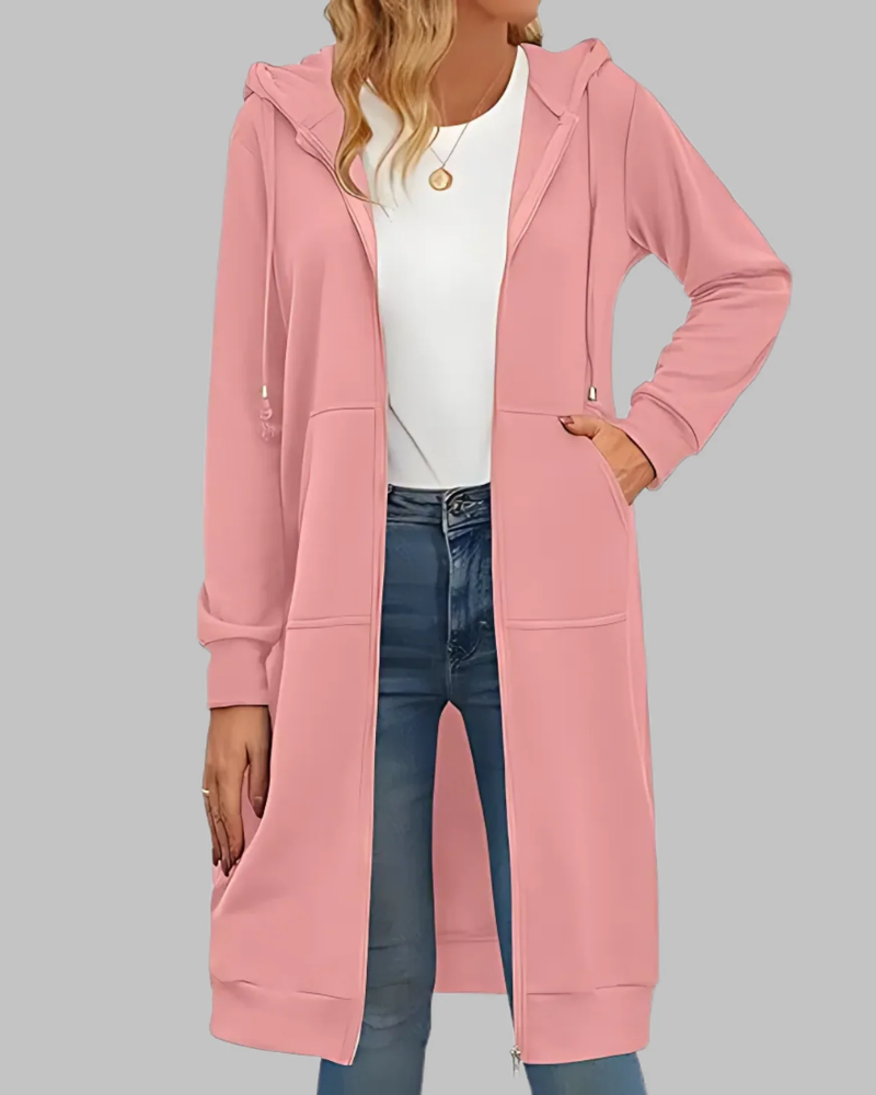 Krohn-e | Lässige Zip-Up Übergroße Lange Jacke