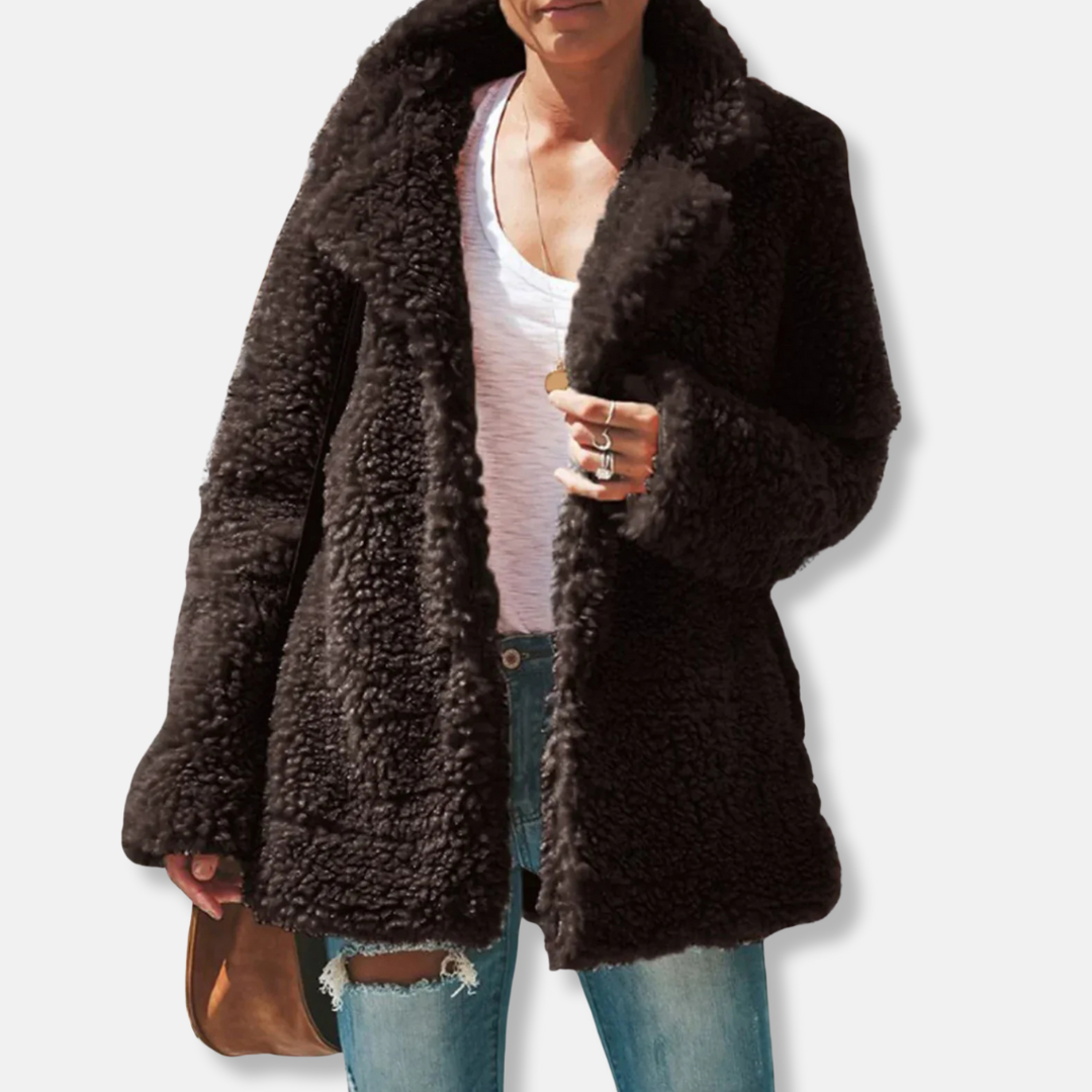 Krohn-e | Fleece Teddy Mantel | Oversized Reverskragenmantel