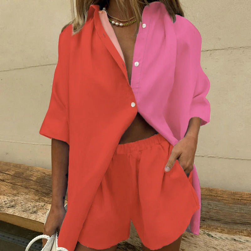 Damen Sommer Strandmode Set: Dalina Shorts und Bluse