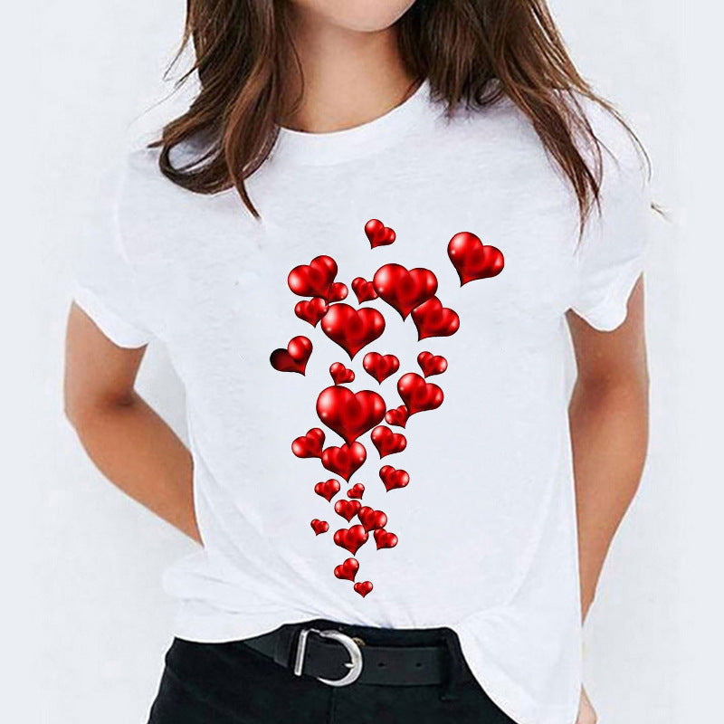 Süßes Cartoon-Shirt mit kurzen Ärmeln von Fudus