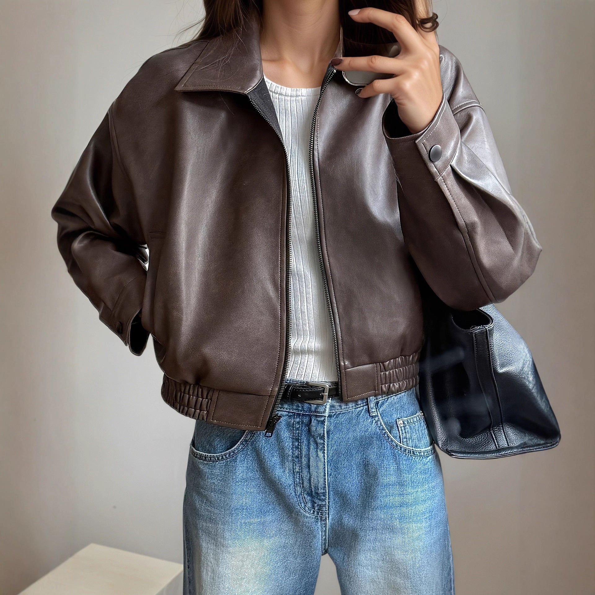 Krohn-e | Damen-Lederjacke mit langen Ärmeln Elvira
