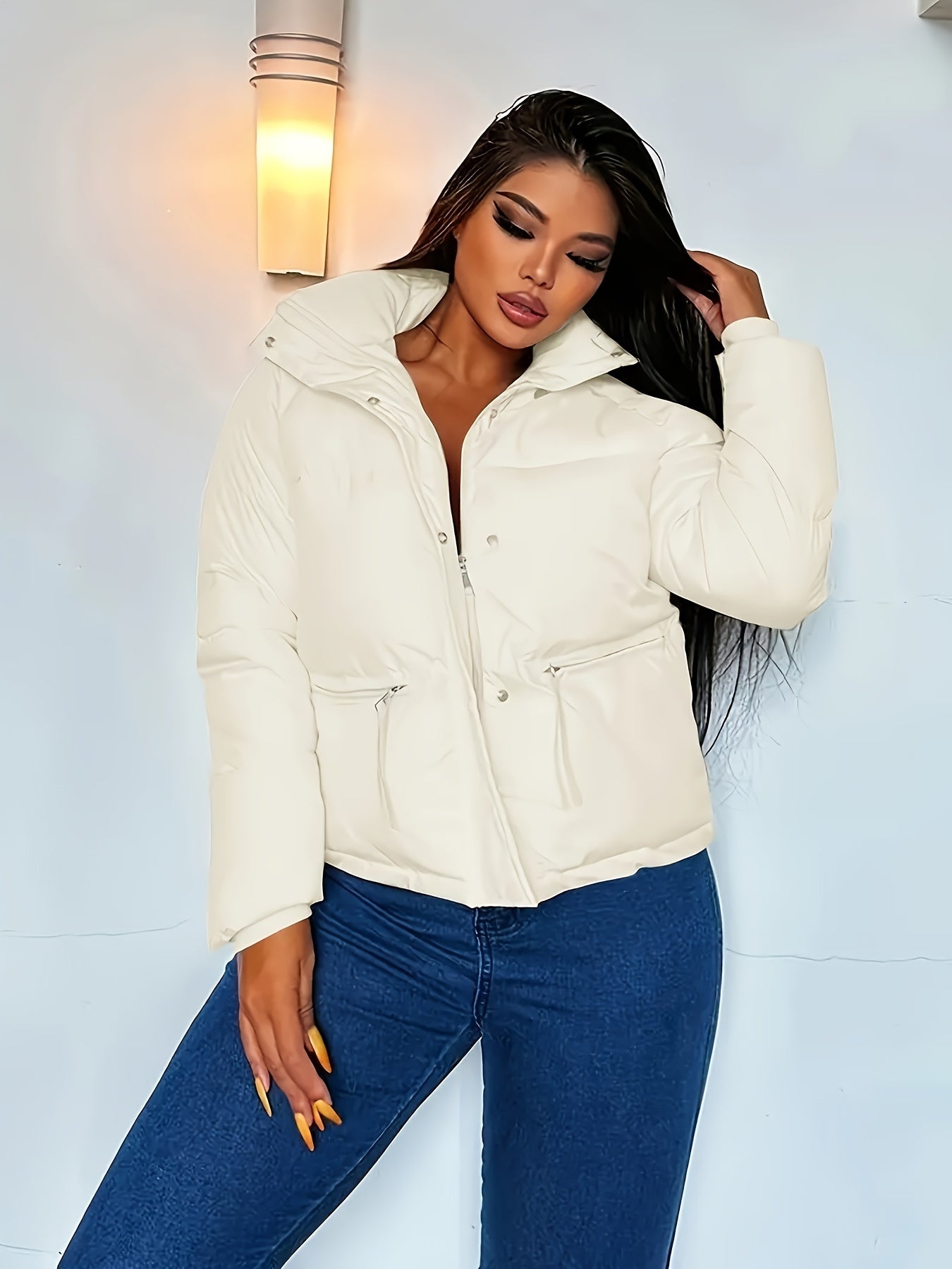 Krohn-e | Kurze Lässige Daunenjacke mit Reißverschluss für Damen Ideal für Herbst Winter