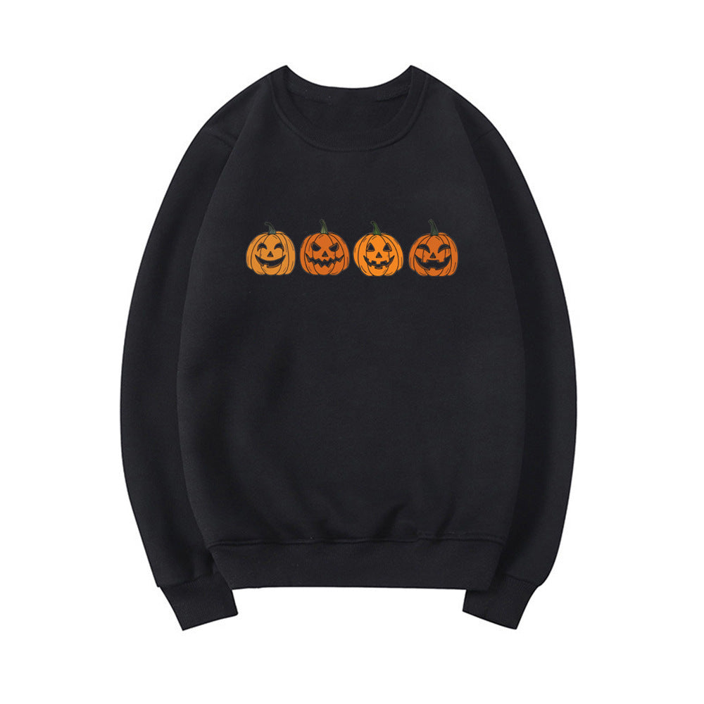 Fudus Damen Halloween Pullover mit Rundhals und Kürbisdesign