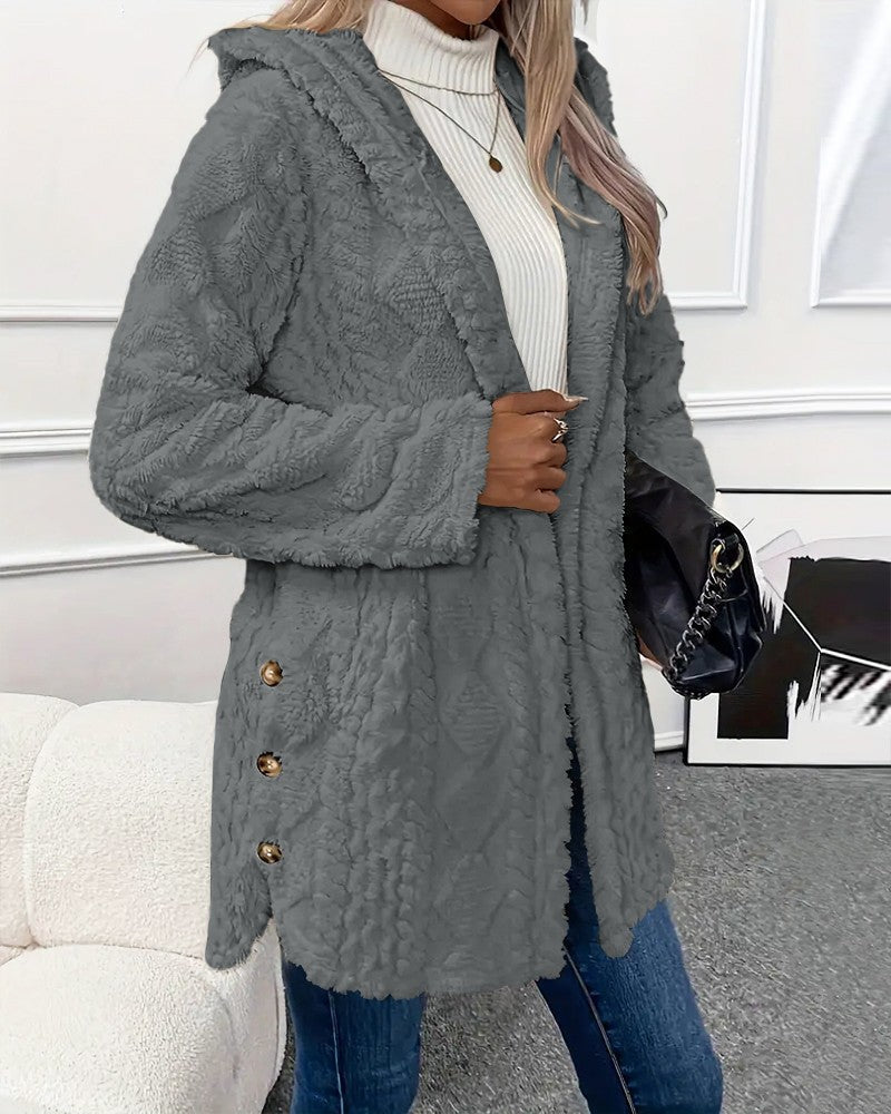 Krohn-e | Jacke - Kunstpelz - Lockere Passform - Mit Kapuze und Knopfdetails