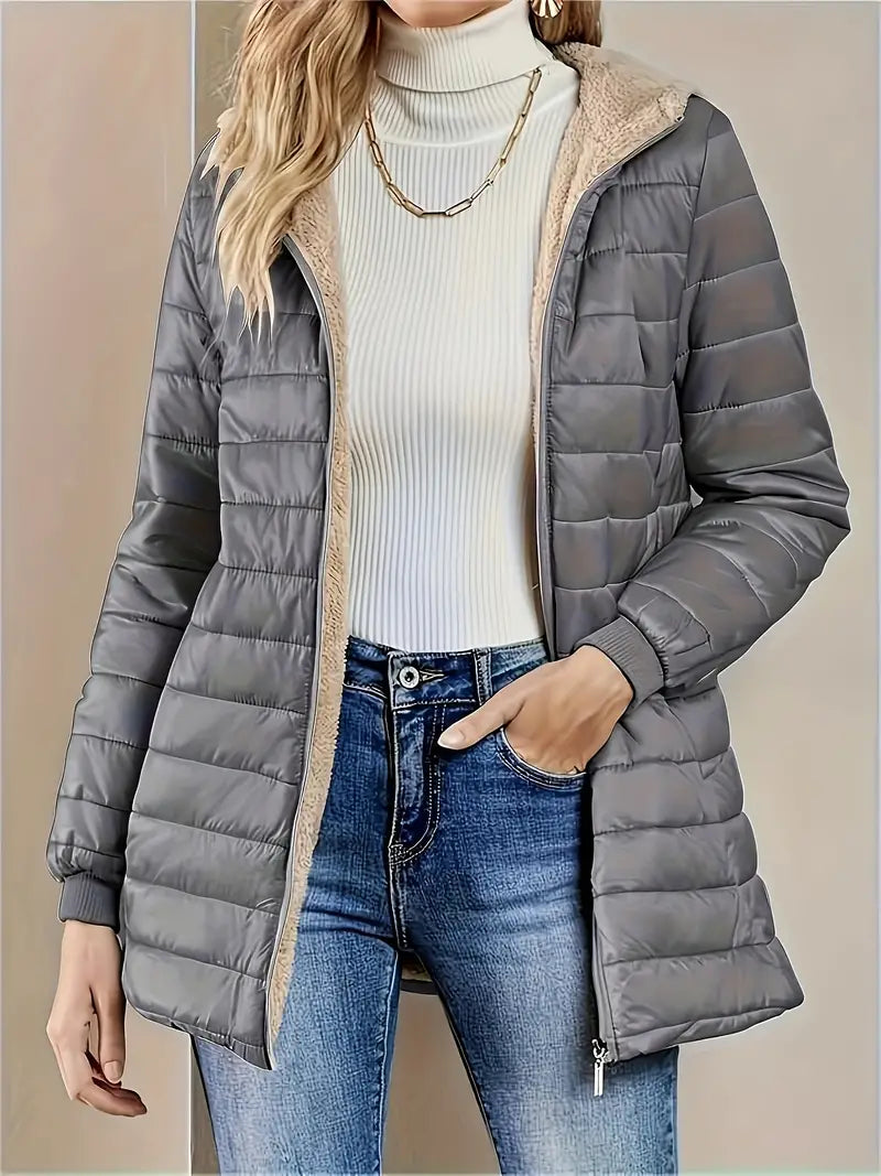 Krohn-e | Mittellange Kapuzen Steppjacke