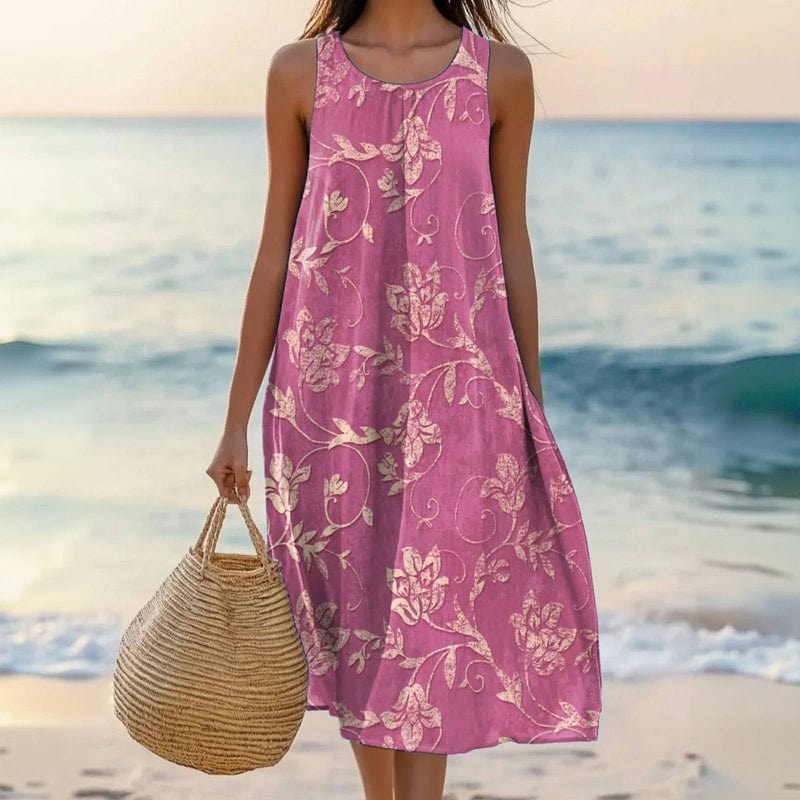 KROHN-E Damen Sommer-Kleid Blumenmuster Leicht