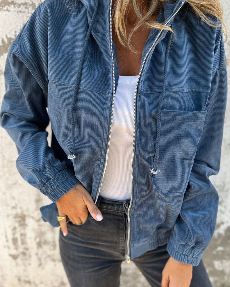 Krohn-e | leichte Cord-Jacke mit Kapuze für Damen