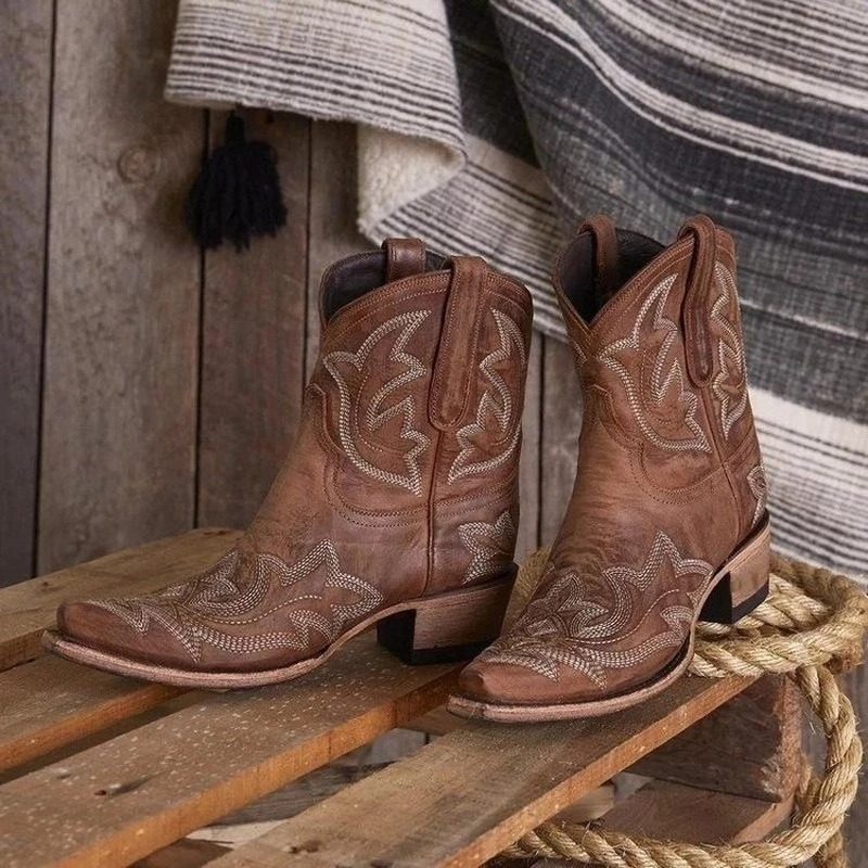 Hand-embroidered Leather Cowboy Boots - Laurice
