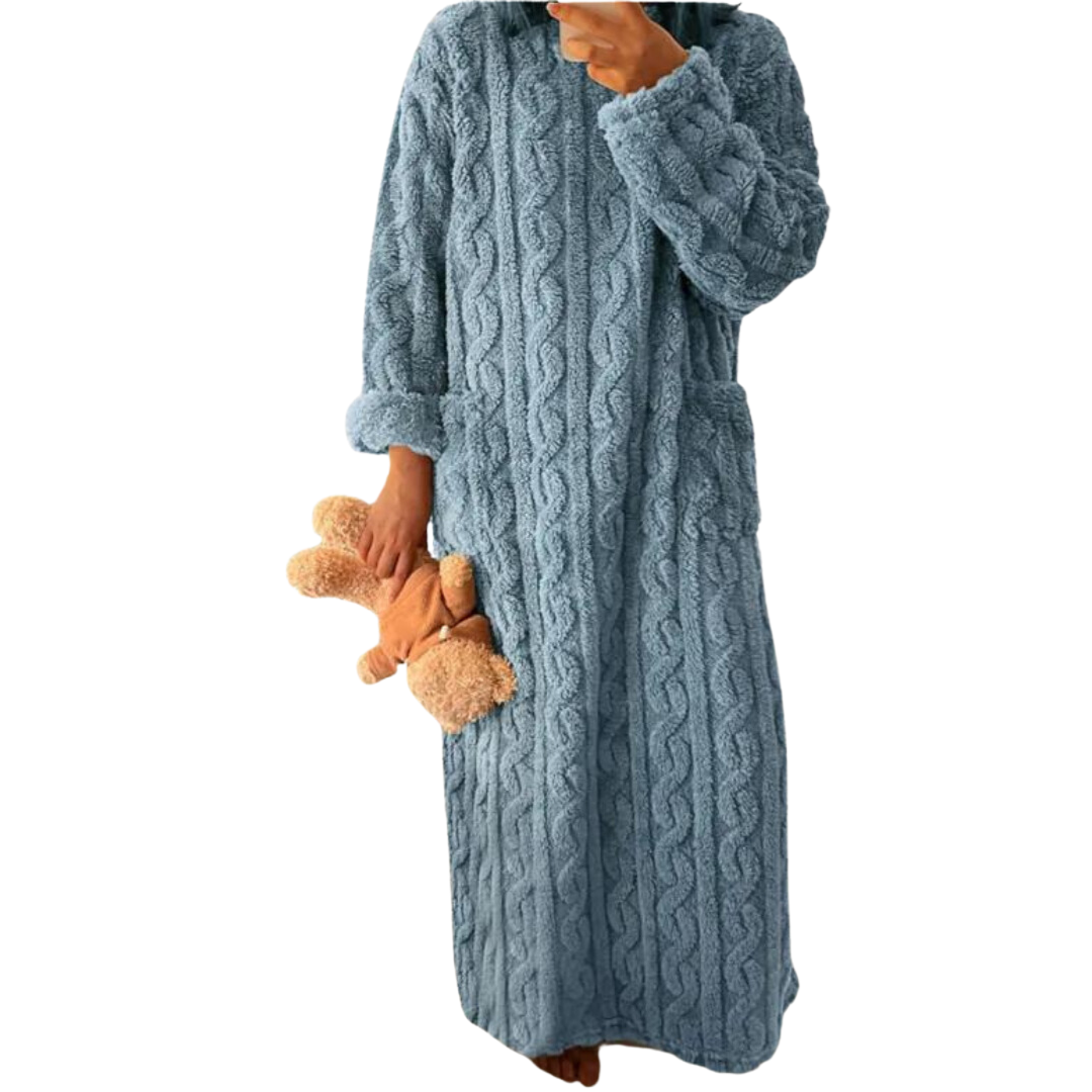 Damen-Loungekleid in Kabelstrick