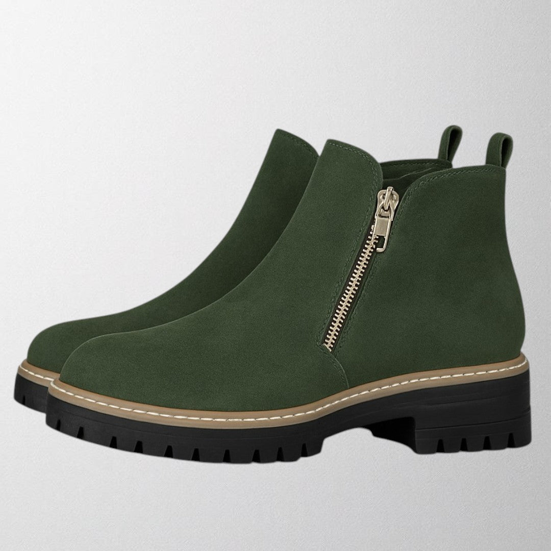 KROHN-E Damen Schuhe Runde Spitze Seitlicher Reißverschluss