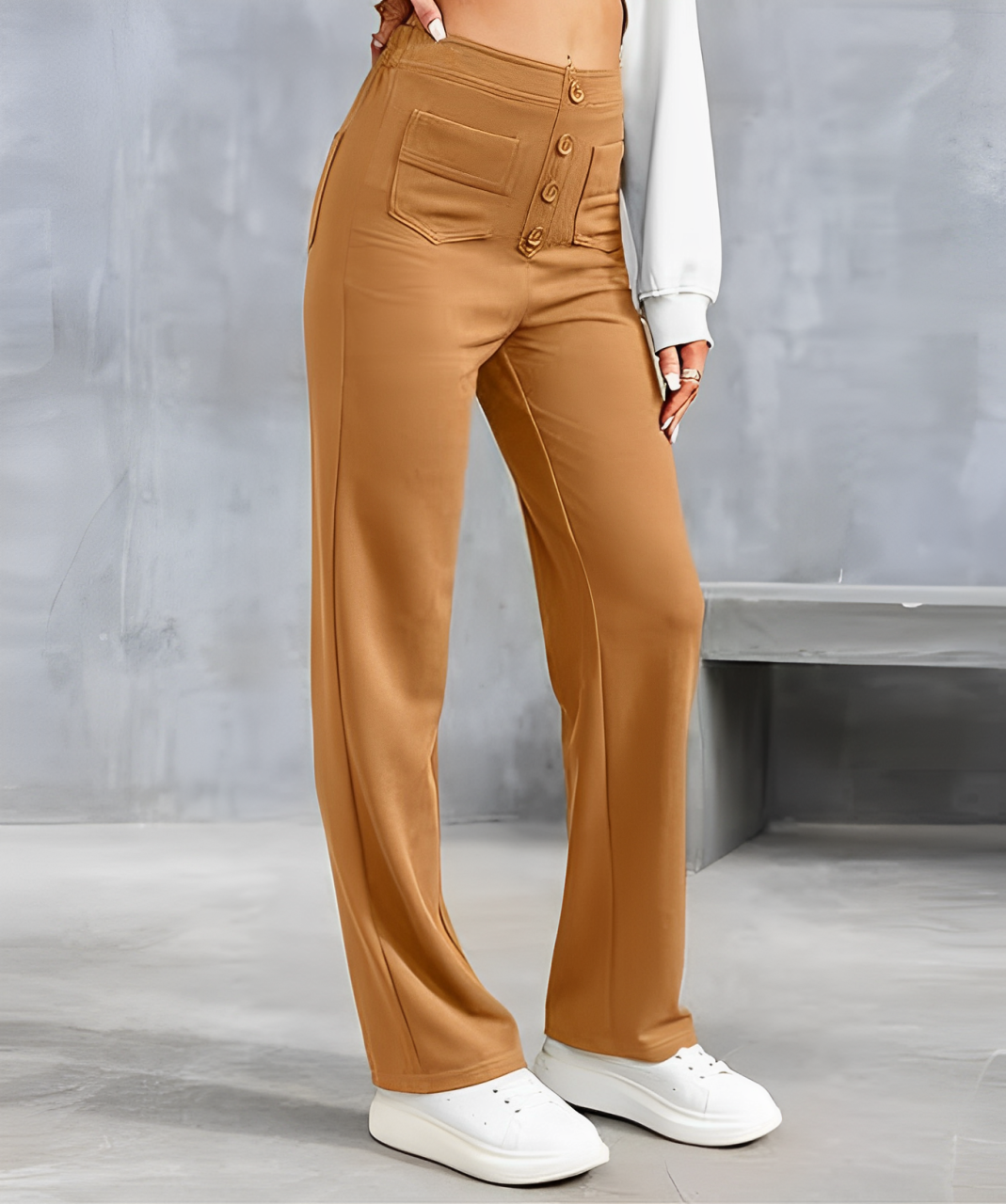 Valeria: Hochwertige, elastische Freizeit Hose mit hohem Bund
