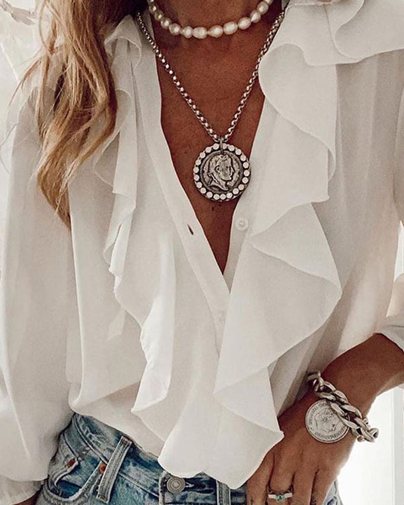 Blouse mit Rüschen und langen Ärmeln - Ruya