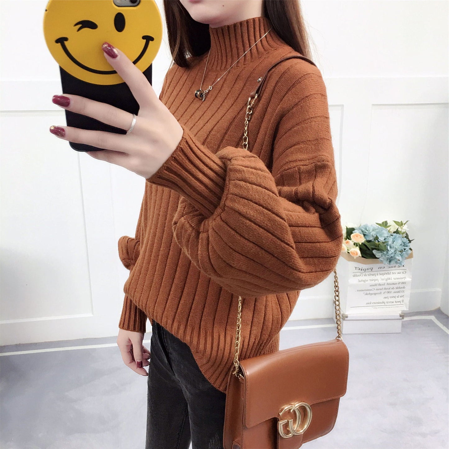Damen Strickpullover mit hohem Kragen und lässigem Schnitt Krohn-e