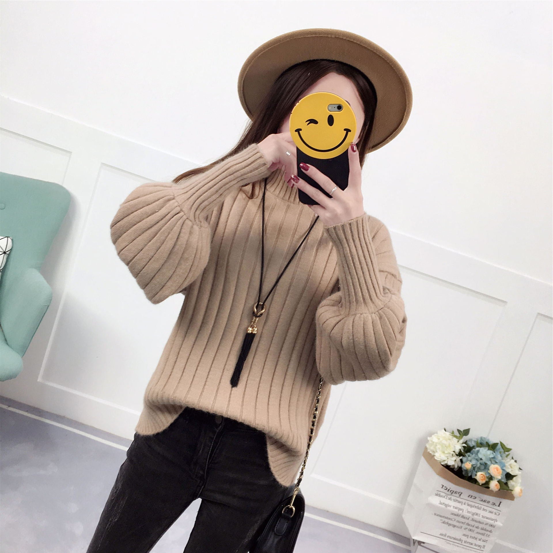 Damen Strickpullover mit hohem Kragen und lässigem Schnitt Krohn-e