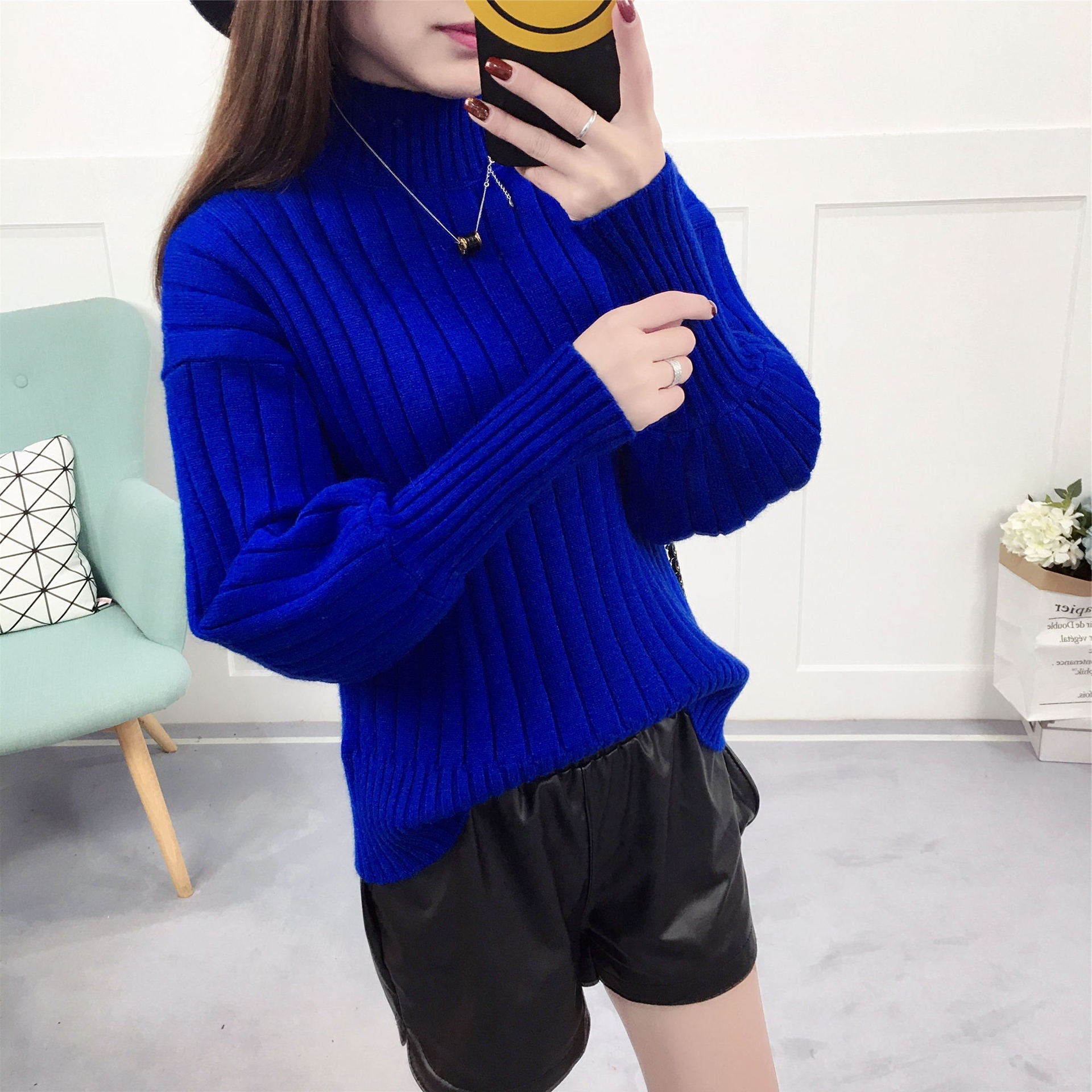 Damen Strickpullover mit hohem Kragen und lässigem Schnitt Krohn-e