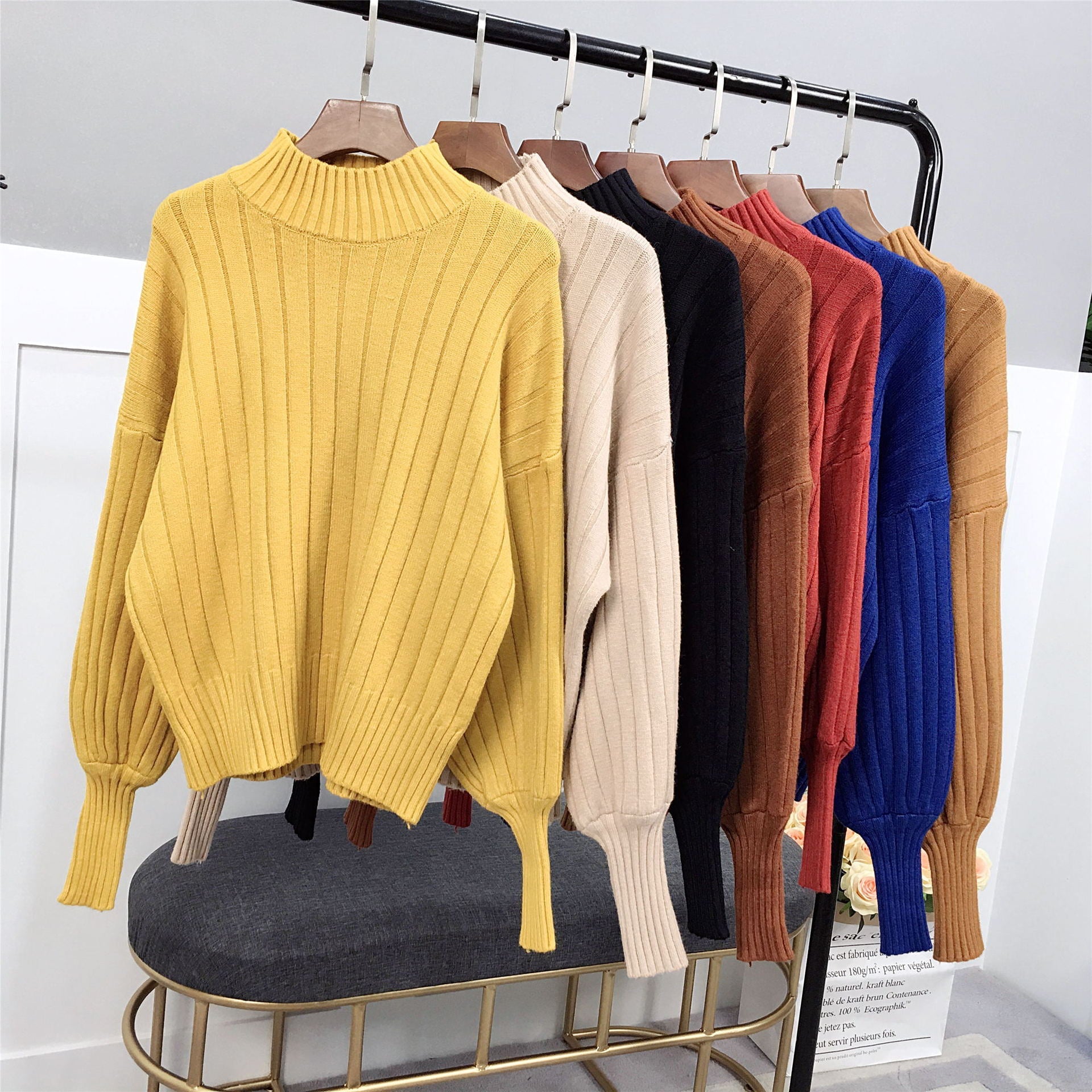 Damen Strickpullover mit hohem Kragen und lässigem Schnitt Krohn-e