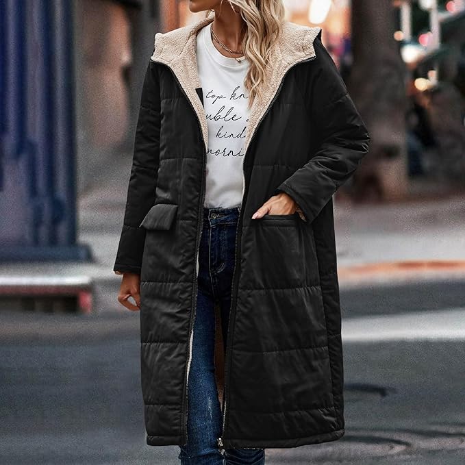 Krohn-e | Jack für Damen - halblanges Jacke mit Kapuze