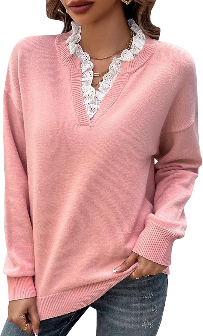 KROHN-E Damen Strickpullover Klassisch Vielseitig