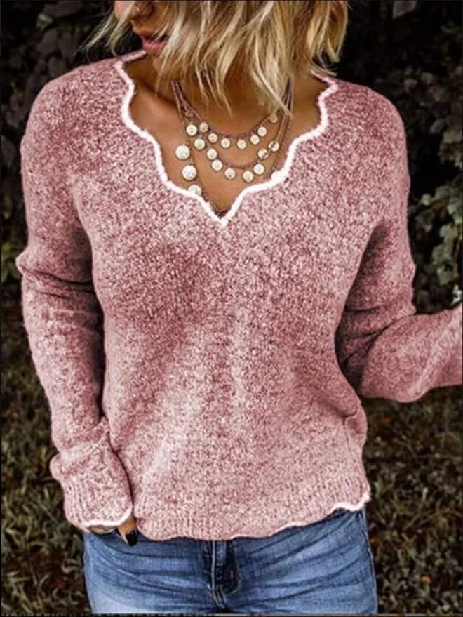 Krohn-e | Strickpullover mit Langen Ärmeln und V-Ausschnitt