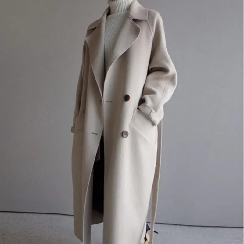 Krohn-e | Luré Langer Wollmantel für Damen