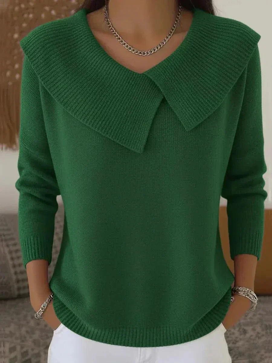 KROHN-E Damen Pullover Gerippter Kragen Weiche Textur Vielseitig