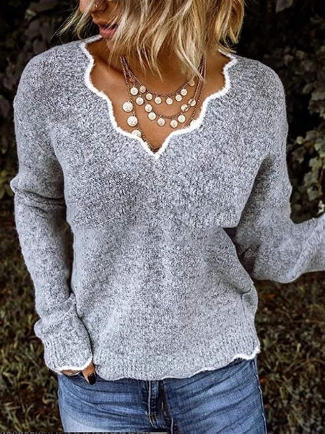 Krohn-e | Strickpullover mit Langen Ärmeln und V-Ausschnitt