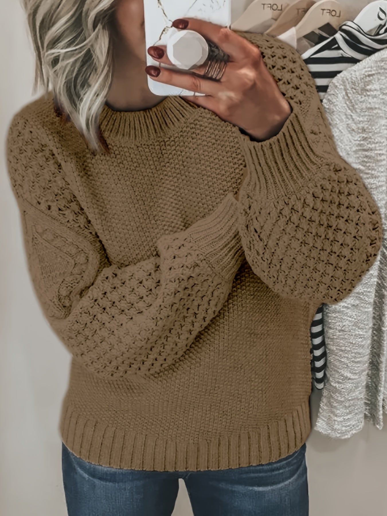 Krohn-e | Strickpullover mit Strukturärmeln Acryl Warm und Bequem