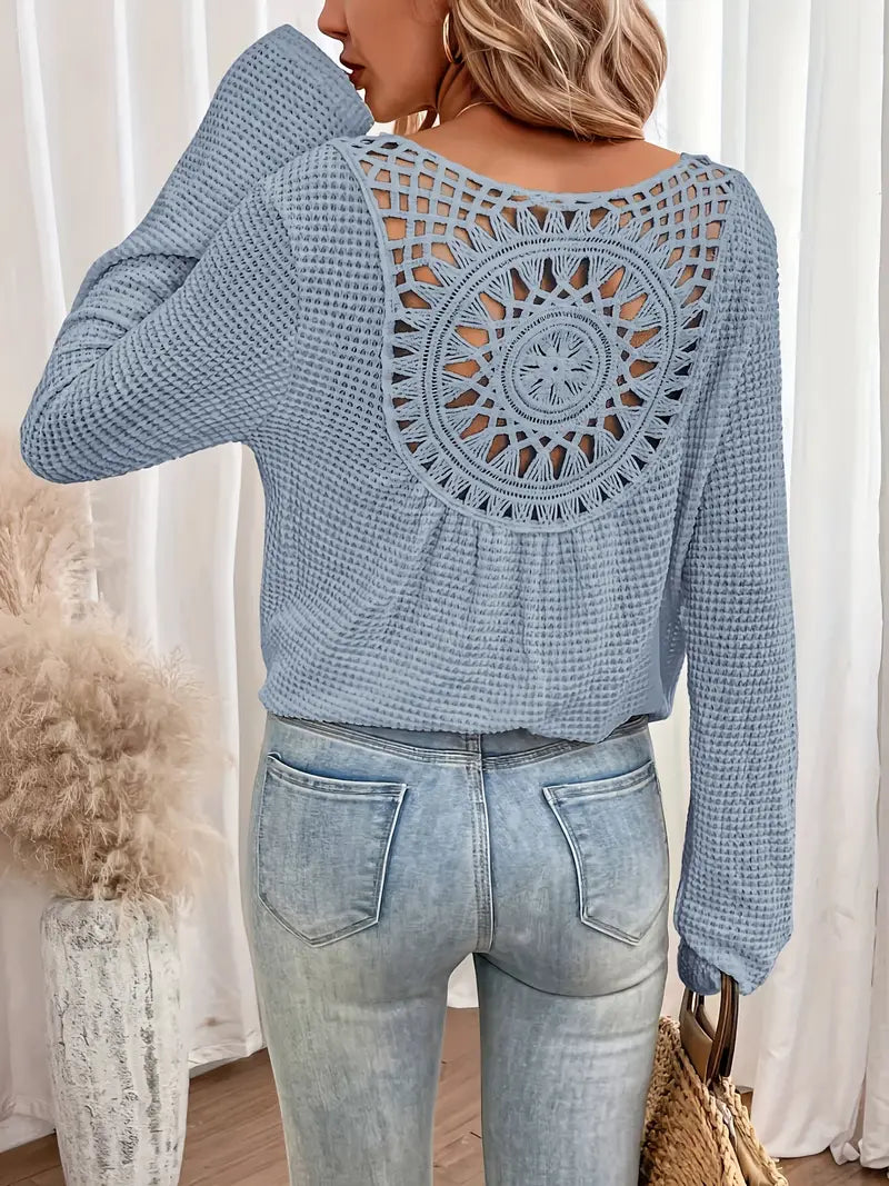 Krohn-e | Trendige Damen Sweater Gehäkelte Trendy, Komfortabel