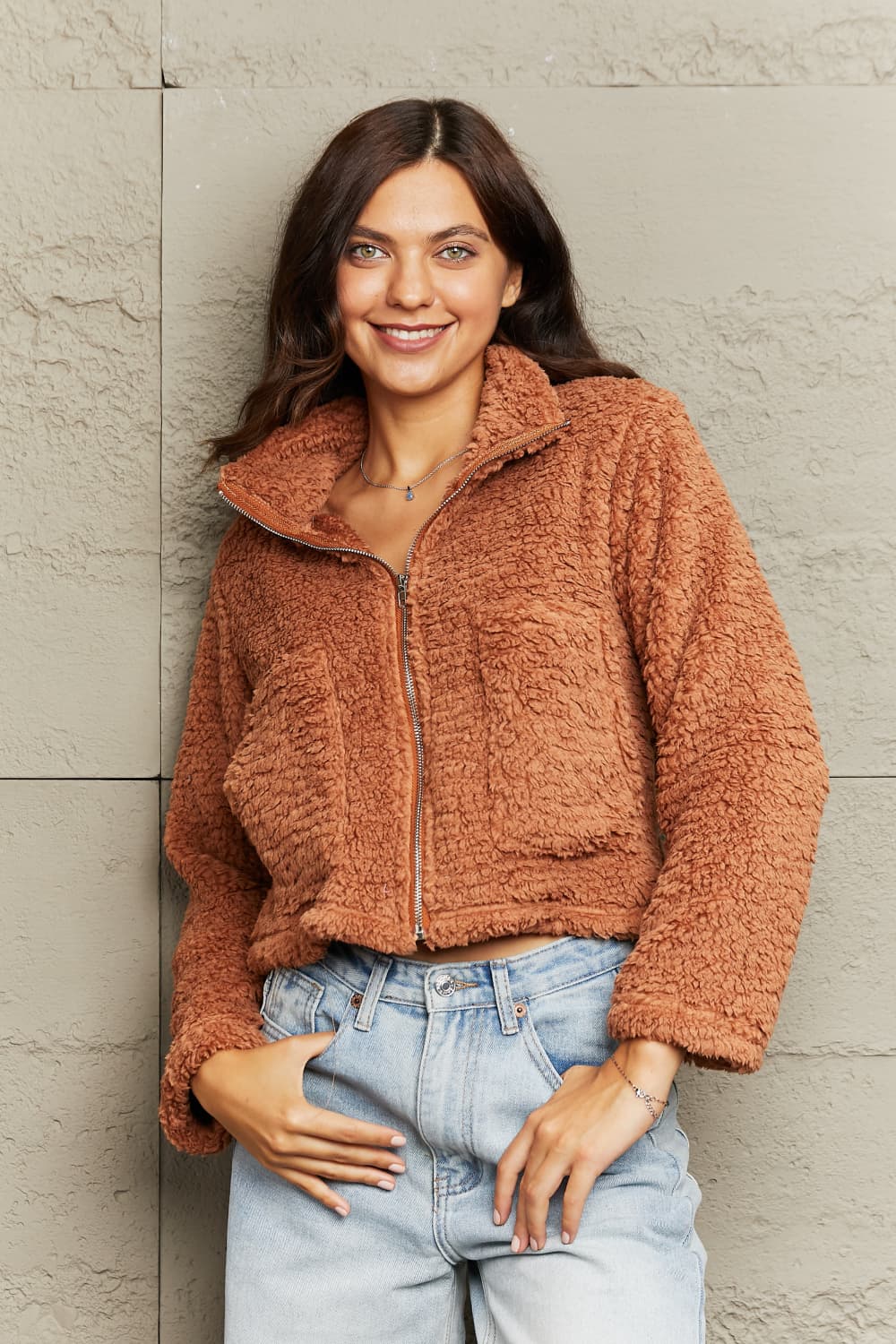 Krohn-e | Reißverschluss-Kragen Teddyjacke