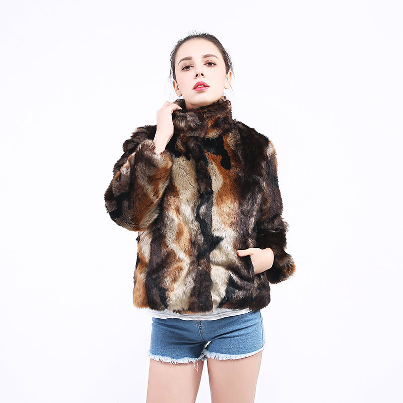 Damen Kunstpelzjacke mit hohem Kragen und modischem Design Krohn-e