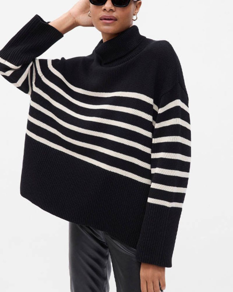 Krohn-e | Gestreifter Schwarz-Weiß Strick Pullover