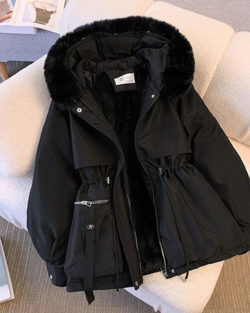 Krohn-e | Eleganter Brévine Mantel mit Faux-Fur-Kragen