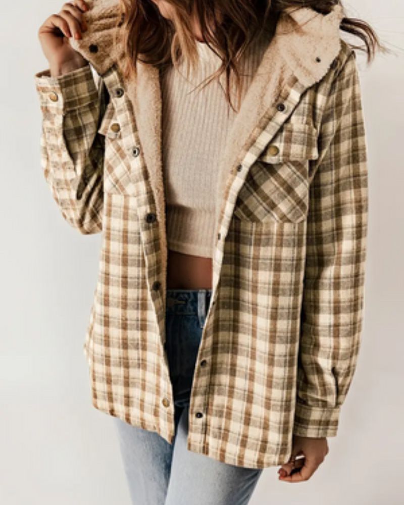 Krohn-e | Kariertes Jacket mit Sherpa Futter