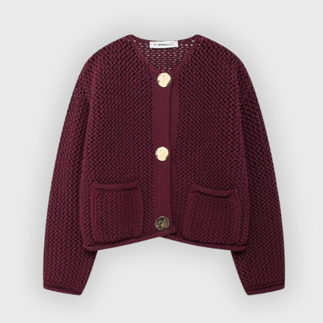Krohn-e | Mesh Strick Strickjacke mit Fronttaschen