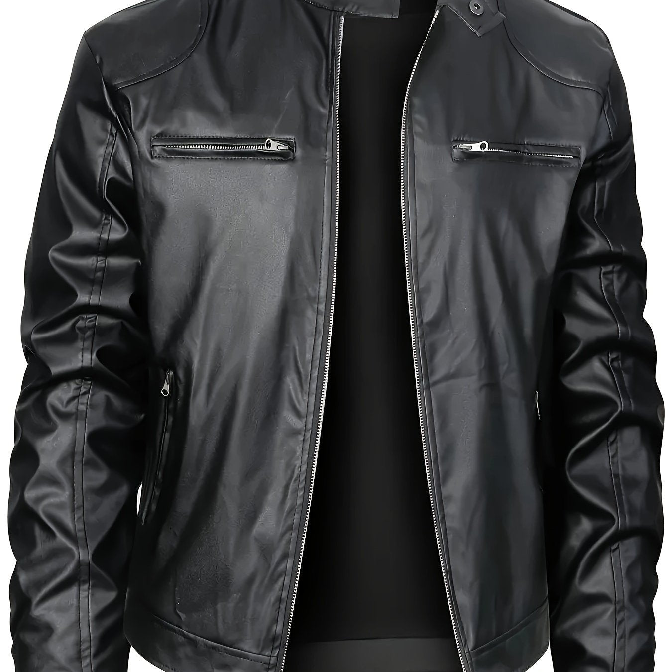 Krohn-e | Elegante Pu-Lederjacke mit Farbblockierung und Mehrfachreißverschluss