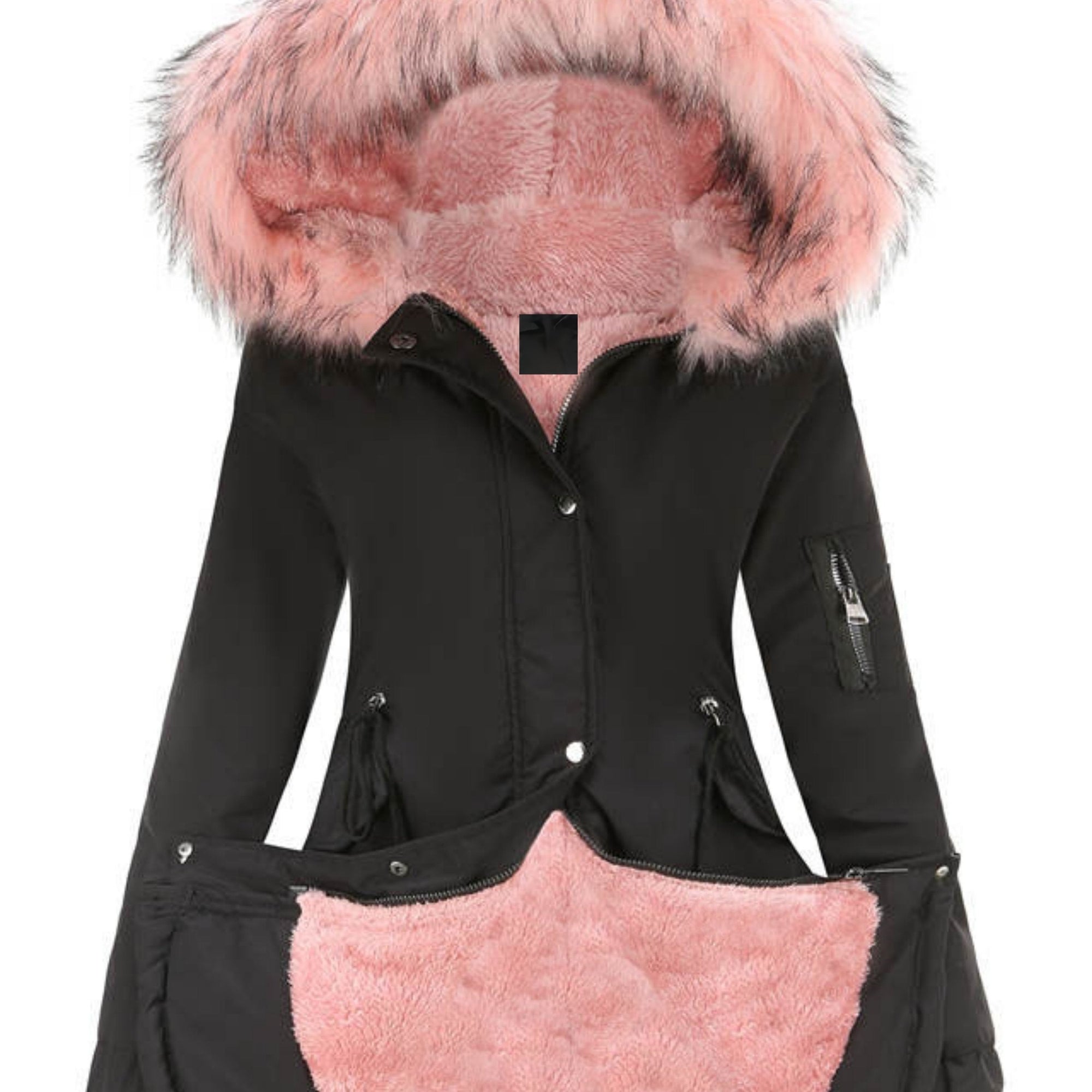 Krohn-e | Flauschige Kapuzenparkajacke mit Reißverschluss