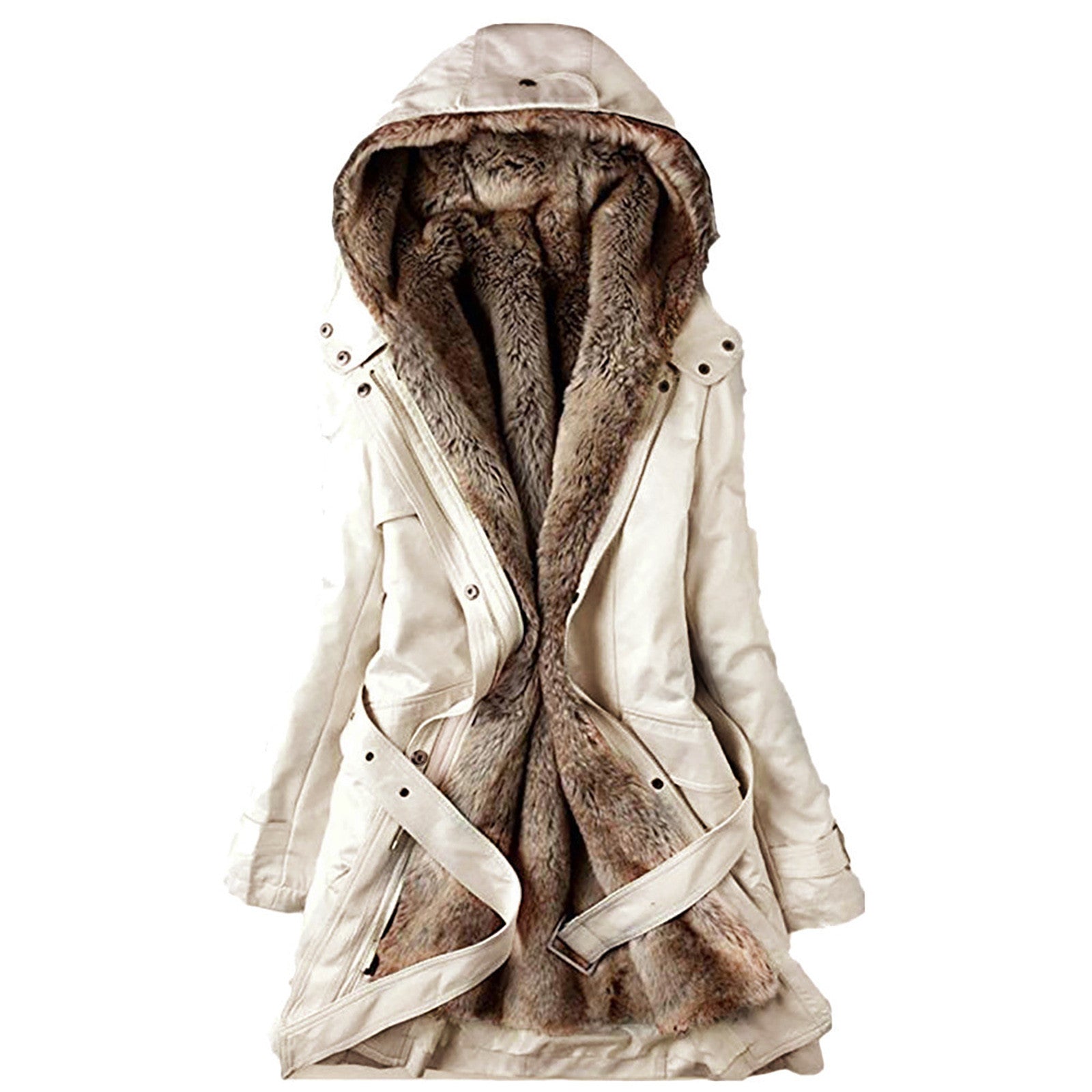 Krohn-e | Gefütterter Damen ParkA-mit Gürtel und Schicken Details