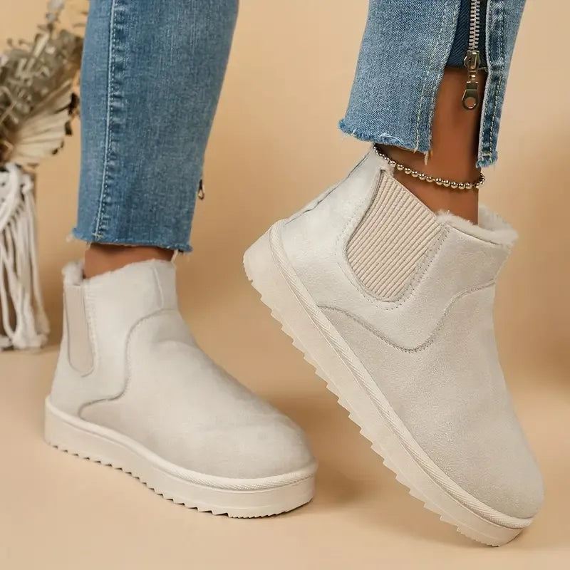 KROHN-E Damen Ankle-Boots Unifarben Vielseitiges Design Winter