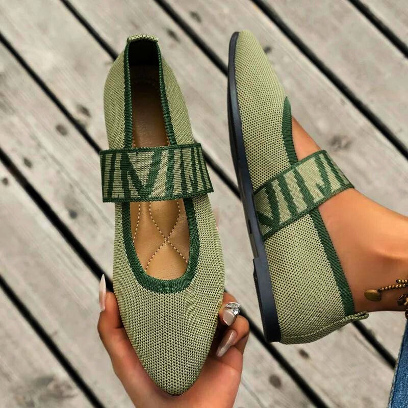 Pippa | Damen Ballerinas Spitz Mary Jane Kariert Komfort Flats